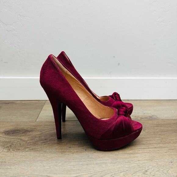 Colin Stuart Red Velvet Platform Heels Women’s Size 10 - Picture 5 of 11